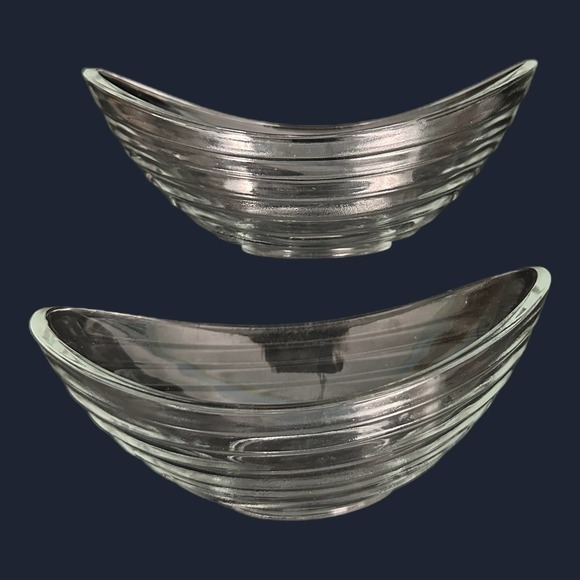 Vintage Clear Glass Nut Candy Desert Bowls Oval Ar tDeco - Picture 6 of 9